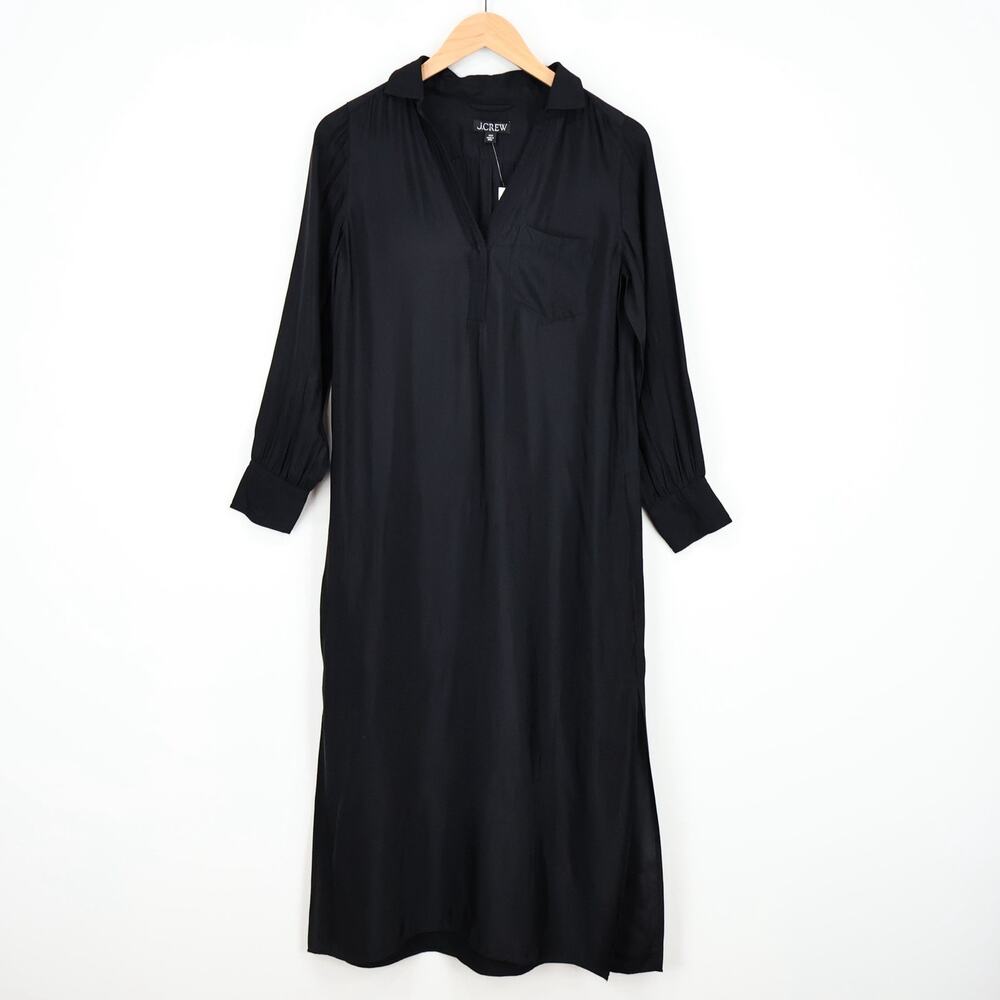 J.Crew Bungalow Dress Drapey Viscose Twill Black Size XXS NWT